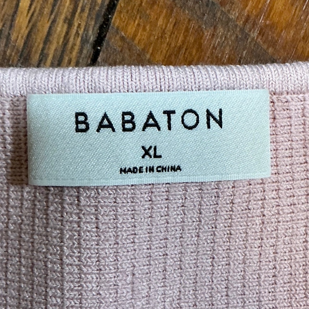 Aritzia Babaton Sculpt Knit Square Neck Tee XL Mauve Pink - Picture 4 of 6